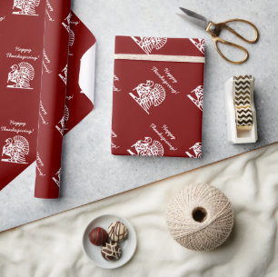 Cadeau Papier d'emballage Joyeux Thanksgiving avec dindon
