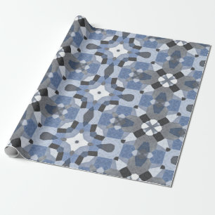 Cadeau papier d'emballage kaléidoscope bleu