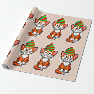 Cadeau papier d'emballage kitty de noël