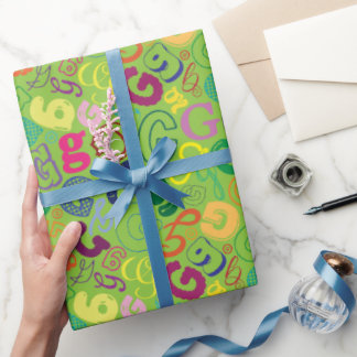 Cadeau Papier d'emballage Lettre de l'alphabet G - Vert