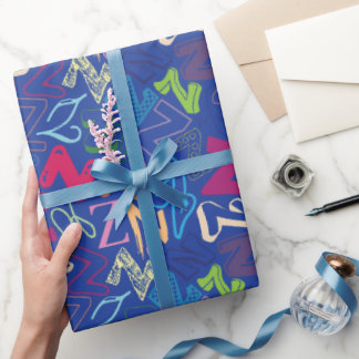 Cadeau Papier d'emballage Lettre de l'alphabet Z - Bleu