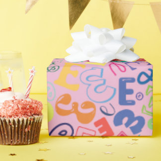 Cadeau Papier d'emballage Lettre E - Rose