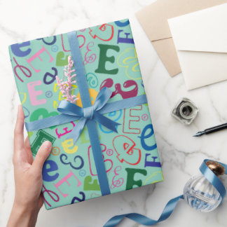 Cadeau Papier d'emballage Lettre E - Vert