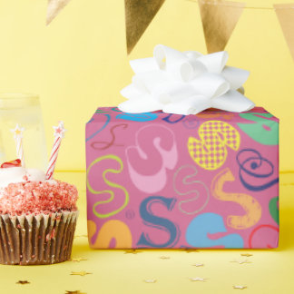Cadeau Papier d'emballage Lettre S - Rose