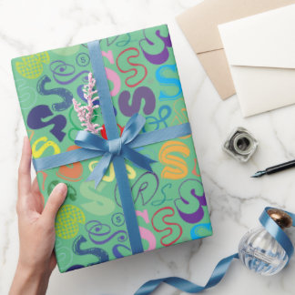 Cadeau Papier d'emballage Lettre S - Vert