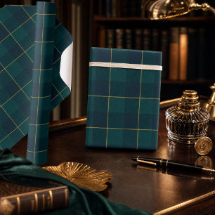 Cadeau Papier d'emballage Luxe Vert Émeraude et Marine à