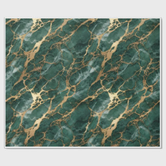 Cadeau Papier d'emballage luxueux émeraude vert et marbre