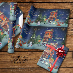 Cadeau Papier d'emballage Maison de Noël et Amis de la Fo