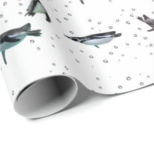 Cadeau Papier d'emballage Manchots Bubbly (choisir la cou