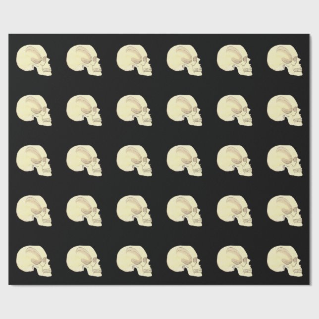 Cadeau Papier d'emballage mat de crâne beige, 30" x 6' (Plat)