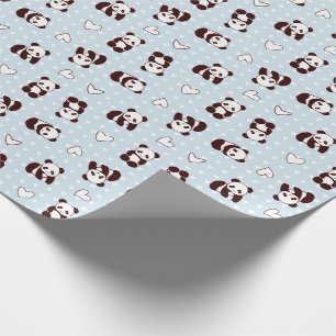 Cadeau Papier d'emballage modelé par ours panda bleu de
