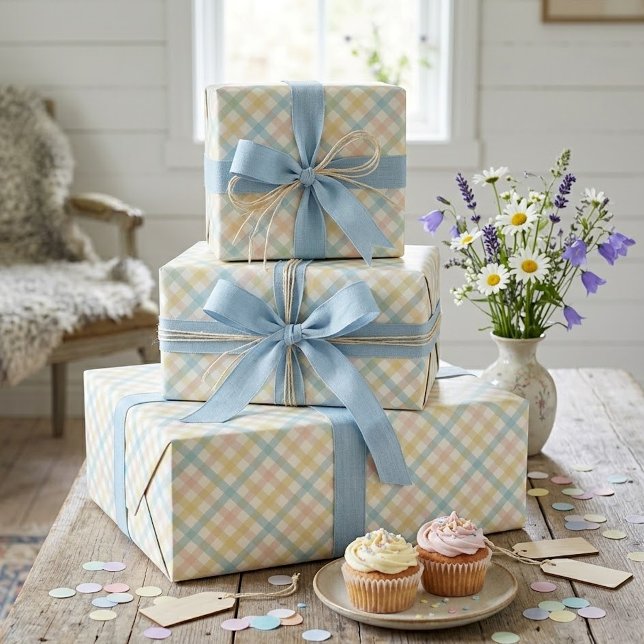 Cadeau Papier d'emballage moderne élégant à motif carreau (Créateur téléchargé)