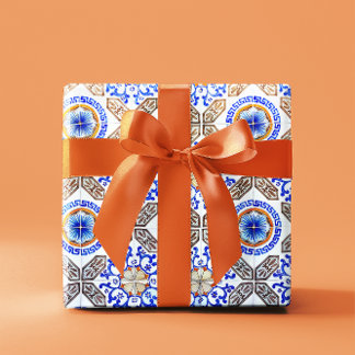 Cadeau Papier d'emballage Mosaïque Bleue Italienne