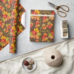 Cadeau Papier d'emballage motif feuilles d'érable d'autom
