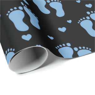 Cadeau papier d'emballage motif pour bébé pieds garçon