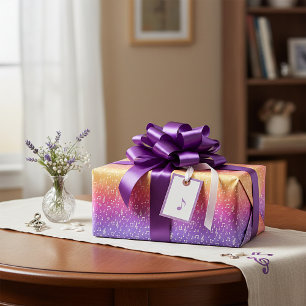 Cadeau papier d'emballage musical arc-en-ciel pastel et b