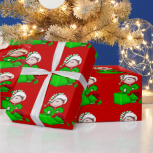 Cadeau Papier d'emballage Noël Elf Holiday