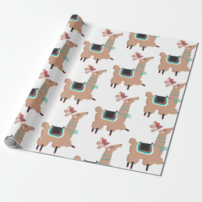 Cadeau Papier d'emballage Noël Llama (Déroulé)