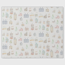 Papier d'emballage Noël Maison d'hiver Cosy