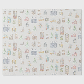 Cadeau Papier d'emballage Noël Maison d'hiver Cosy