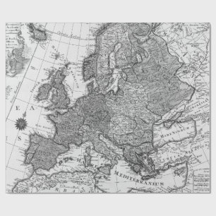 Cadeau Papier d'emballage noir et blanc de vieilles carte