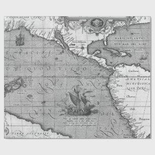 Cadeau Papier d'emballage noir et blanc de vieilles carte