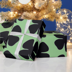 Cadeau Papier d'emballage noir mat vert Clover