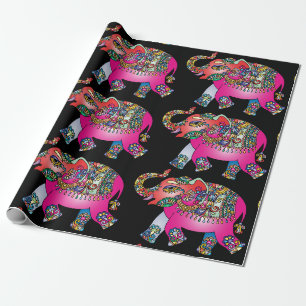 Cadeau papier d'emballage ornemental d'éléphant