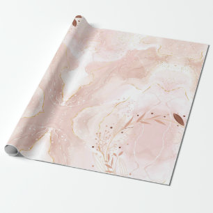 Cadeau Papier d'emballage Pailleté Rose Marbre