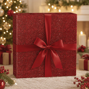 Cadeau Papier d'emballage Paillettes Rouge