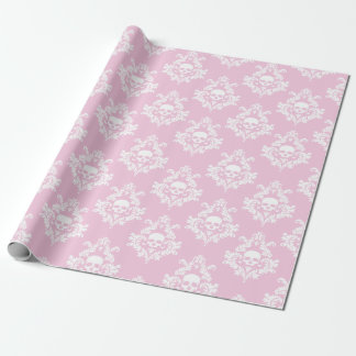 Cadeau Papier d'emballage Pastel rose et blanc pour crâne