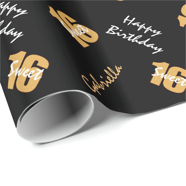 Cadeau Papier d'emballage personnalisé du bonbon 16 noirs (Coin rond)
