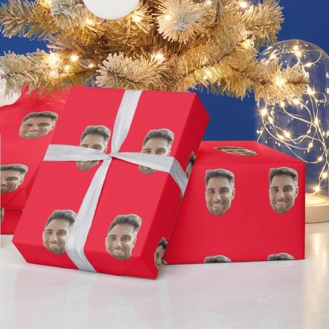 Cadeau Papier d'emballage photo personnalisé avec visage (Vacances)