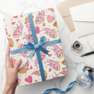 Cadeau Papier d'emballage Pizza Rétro Saint-Valentin