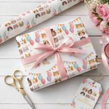 Papier d'emballage pour anniversaire de chat migno