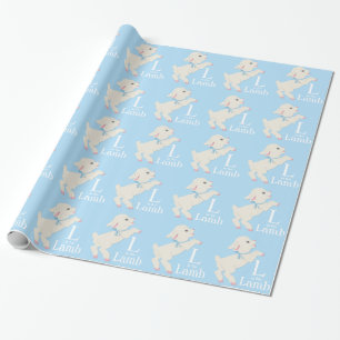 Cadeau Papier d'emballage pour Baby Shower Agneau Bleu Do