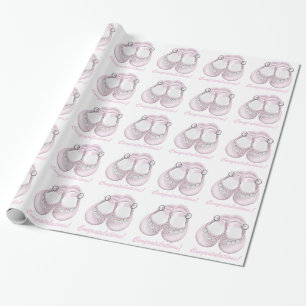 Cadeau Papier d'emballage pour Baby Shower Chaussures Béb