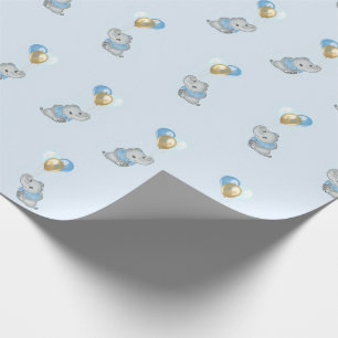 Cadeau Papier d'emballage pour Baby Shower Eléphant Bleu