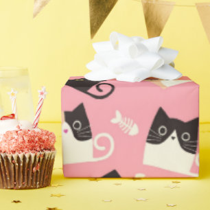 Cadeau Papier d'emballage pour chat mignon rose