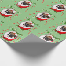 Papier d'emballage pour chiot de Noël vert pâle