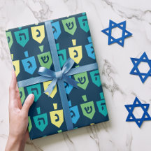 Papier d'emballage pour fête de Hanoucca avec toup