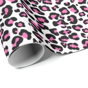 Cadeau Papier d'emballage pour fille motif léopard rose