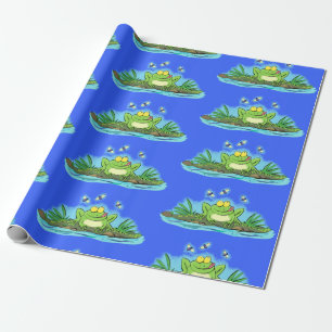 Cadeau Papier d'emballage pour grenouille verte mignonne 