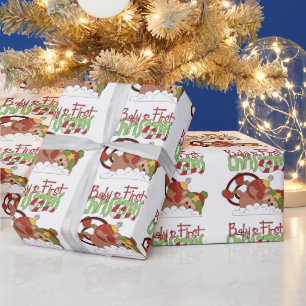 Cadeau Papier d'emballage pour le premier singe de Noël d