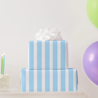 Cadeau Papier d'emballage rayé vertical bleu clair et bla