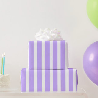Cadeau Papier d'emballage rayé vertical lavande et blanc