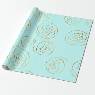 Cadeau papier d'emballage rose à feuille de menthe et fau