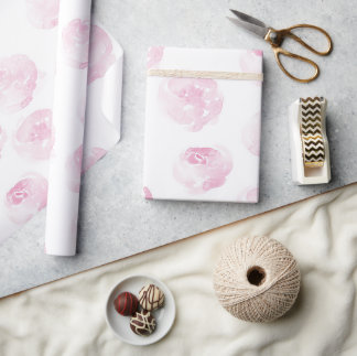 Cadeau Papier d'emballage Rose - fleurs peintes à la main