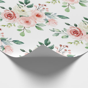 Cadeau Papier d'emballage Rose rose aquarelle