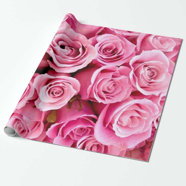 Cadeau Papier d'emballage rose roses (Déroulé)